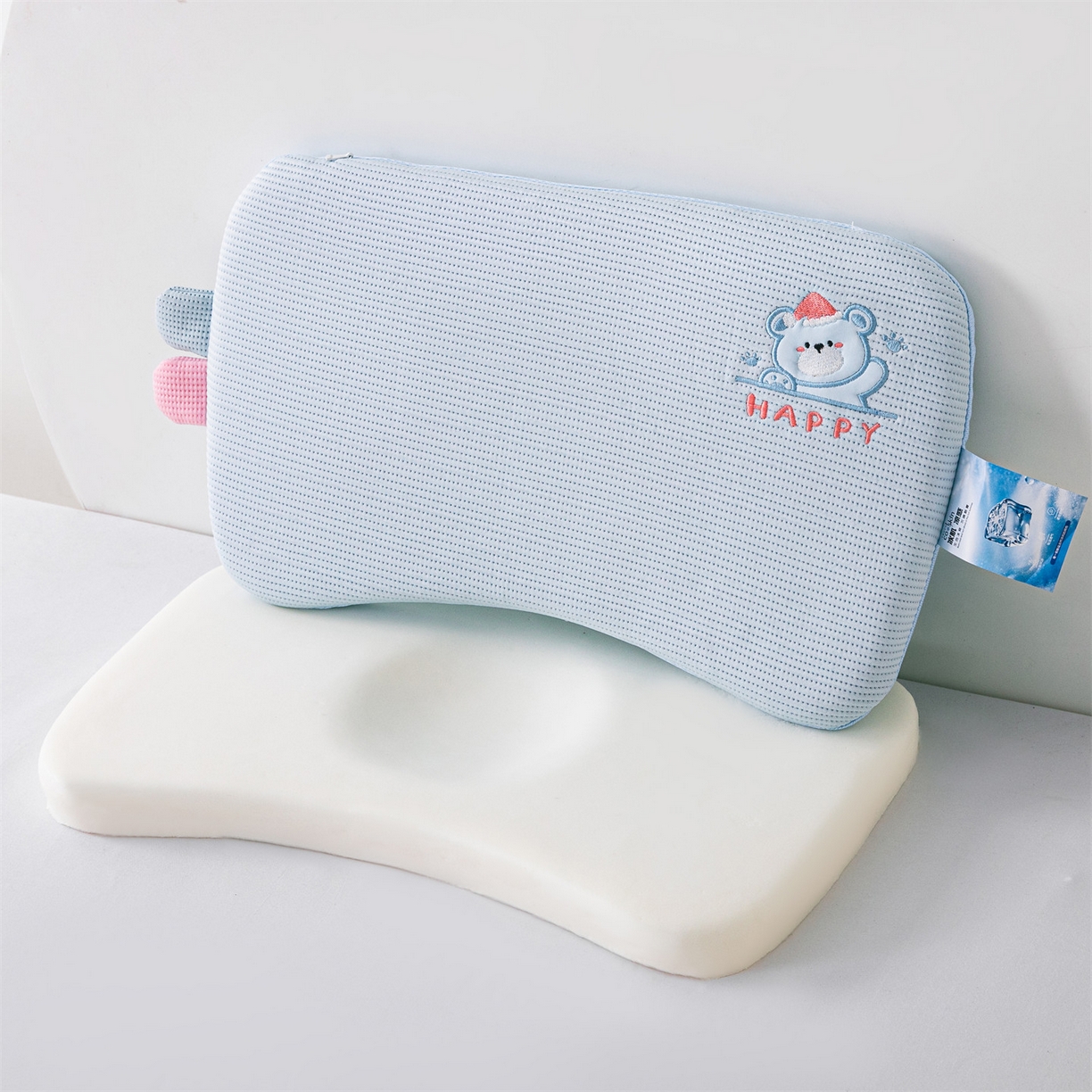 91家纺网 家纺一手货源 找家纺 麦肯锡 2026新款柔纹花眠婴童记忆枕枕头枕芯 蓝色