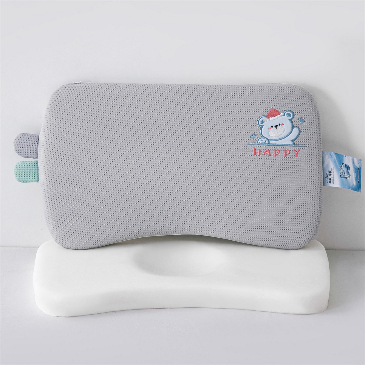 91家纺网 家纺一手货源 找家纺 麦肯锡 2026新款柔纹花眠婴童记忆枕枕头枕芯 灰色