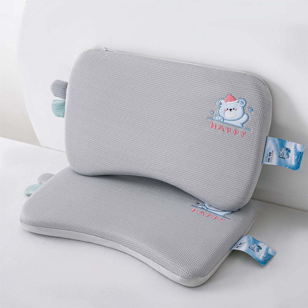 91家纺网 家纺一手货源 找家纺 麦肯锡 2026新款柔纹花眠婴童记忆枕枕头枕芯 灰色