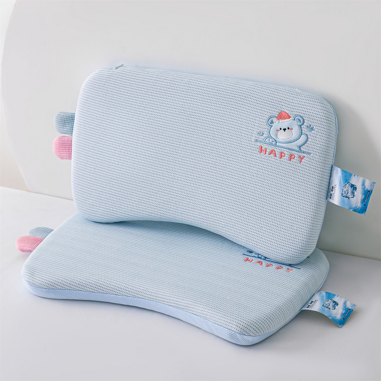 91家纺网 家纺一手货源 找家纺 麦肯锡 2026新款柔纹花眠婴童记忆枕枕头枕芯 蓝色