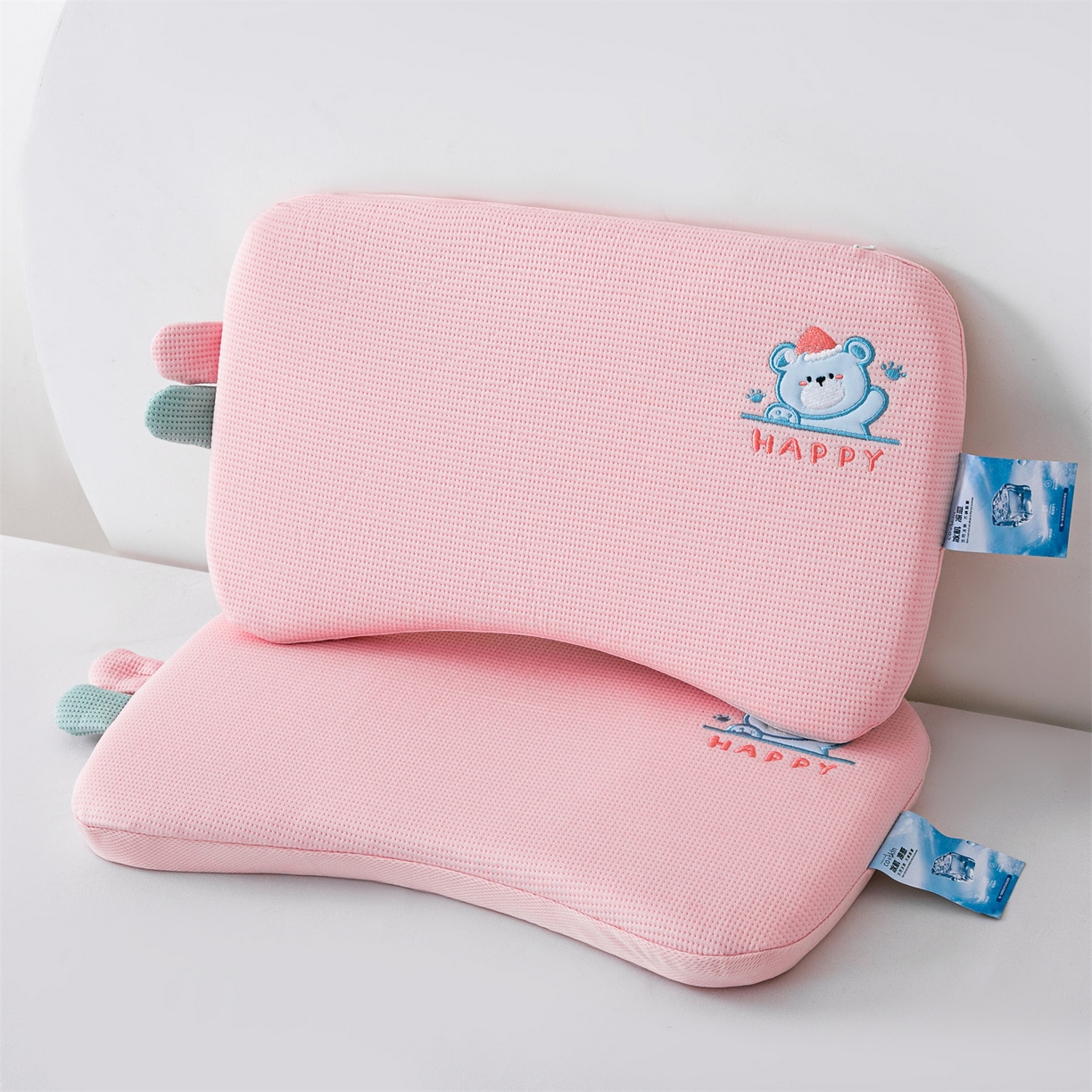 91家纺网 家纺一手货源 找家纺 麦肯锡 2026新款柔纹花眠婴童记忆枕枕头枕芯 粉色