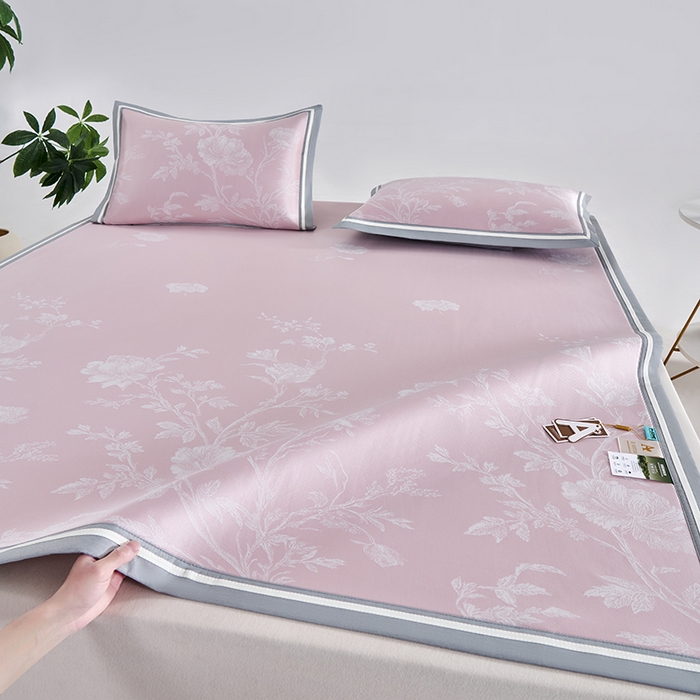 91家纺网 家纺一手货源 找家纺 （总）小牛席业 2026新款牡丹清凉大提花冰丝席凉席席子