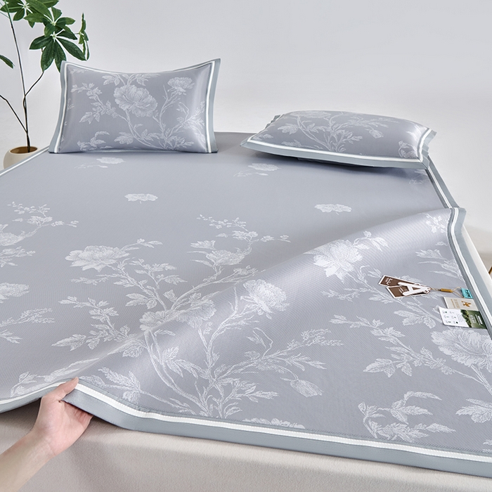 91家纺网 家纺一手货源 找家纺 （总）小牛席业 2026新款牡丹清凉大提花冰丝席凉席席子