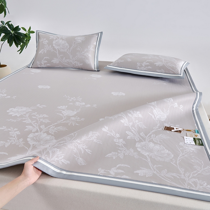 91家纺网 家纺一手货源 找家纺 （总）小牛席业 2026新款牡丹清凉大提花冰丝席凉席席子