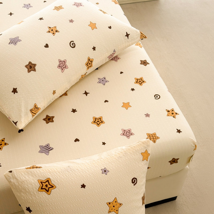 91家纺网 家纺一手货源 找家纺 几禾 2026新款高克重泡芙纱~印花款（单床笠）浅糯系列-110g CL浅糯-逢星岛