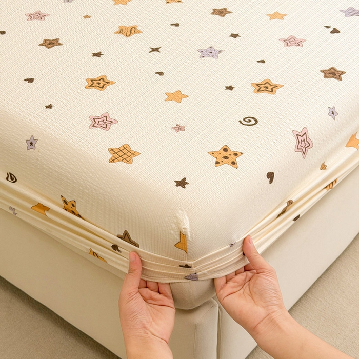 91家纺网 家纺一手货源 找家纺 几禾 2026新款高克重泡芙纱~印花款（单床笠）浅糯系列-110g CL浅糯-逢星岛