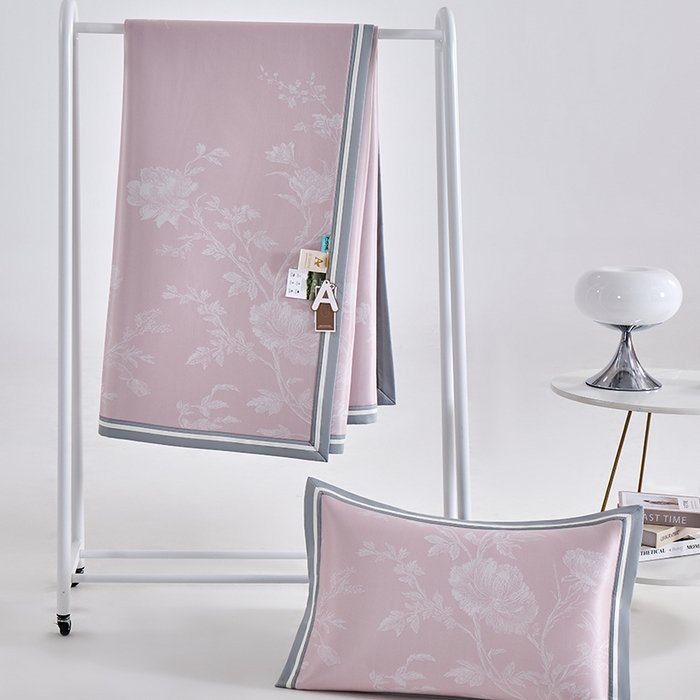 91家纺网 家纺一手货源 找家纺 小牛席业 2026新款牡丹清凉大提花冰丝席凉席席子 粉色