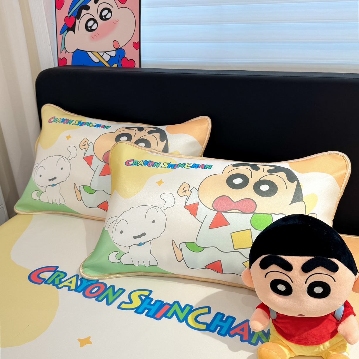 91家纺网 家纺一手货源 找家纺 博雅 2026新款蜡笔小新正版授权小冰皮大版印花凉席-平铺款 大版-睡衣小新