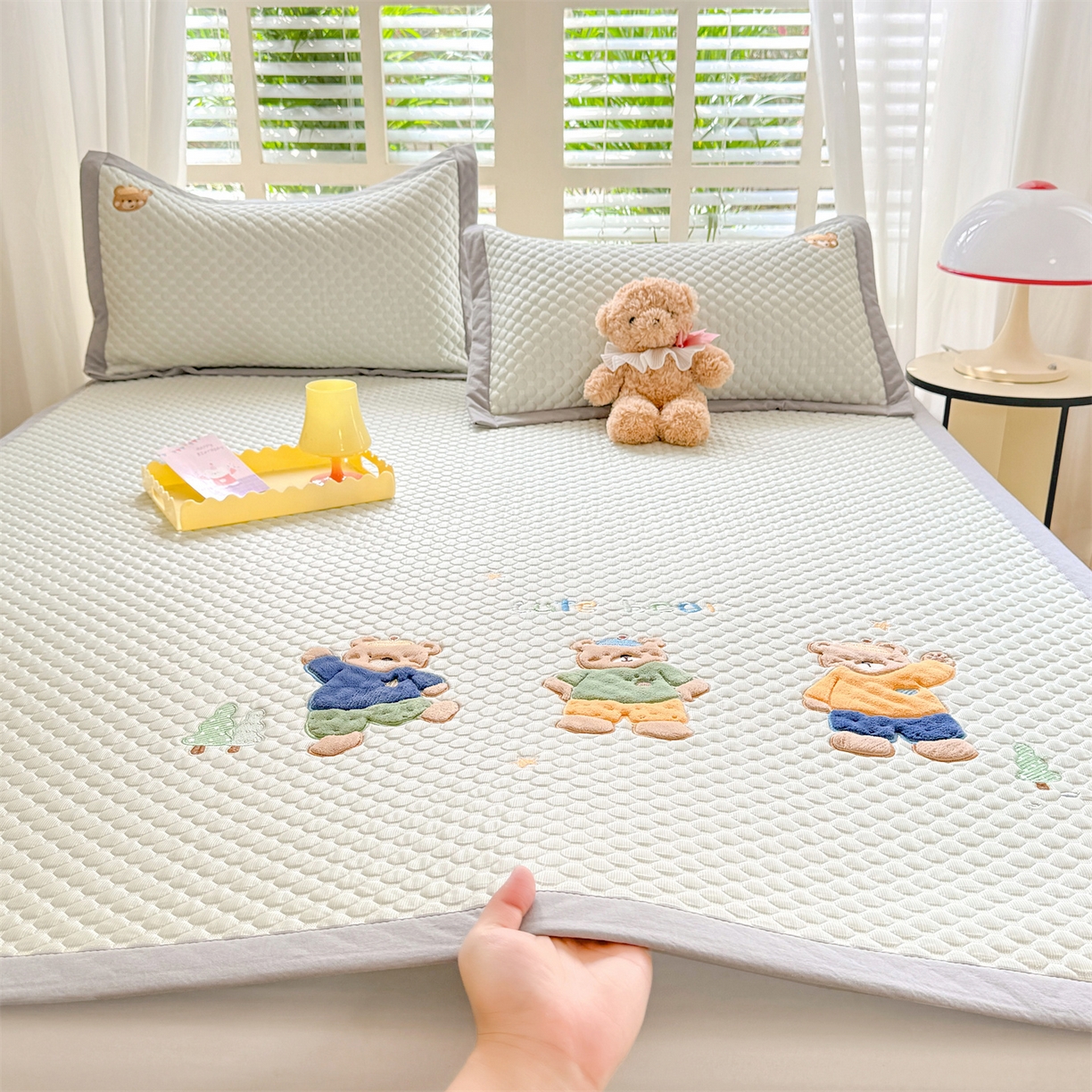 （总）优贝家纺 2026新款高克重PE聚乙中分子复合凉感软席贴布绣凉席三件套