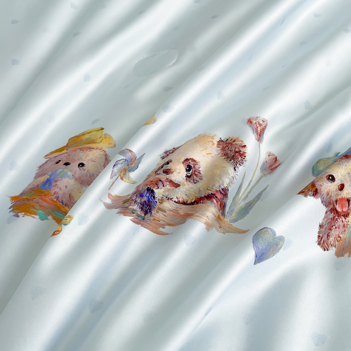 91家纺网 家纺一手货源 找家纺 慕晨 2026新款莱赛尔数码印高级简奢卡通大版印花丝滑夏被四件套 三只熊--兰