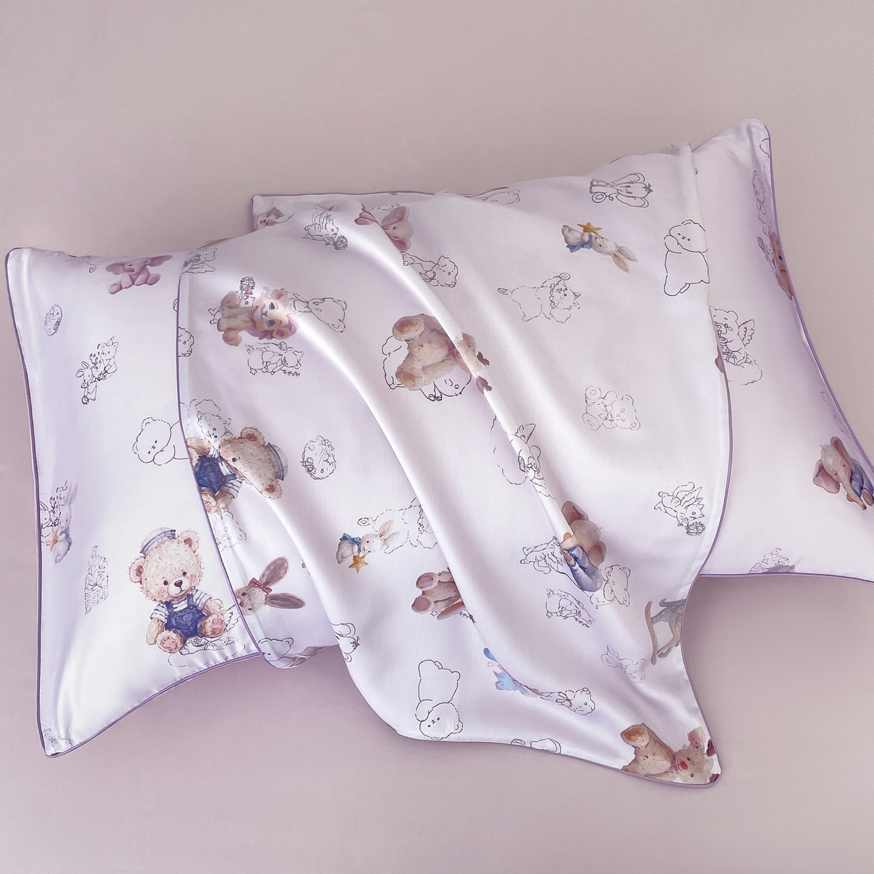 91家纺网 家纺一手货源 找家纺 慕晨 2026新款莱赛尔数码印高级简奢卡通大版印花丝滑夏被四件套 木马象--紫