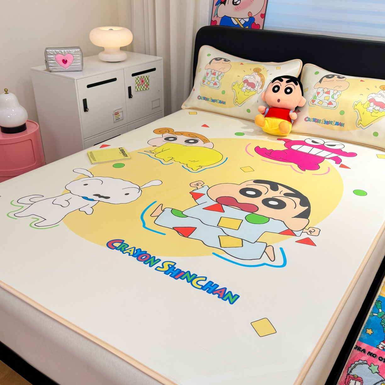 91家纺网 家纺一手货源 找家纺 博雅 2026新款蜡笔小新正版授权小冰皮大版印花凉席-平铺款 大版-童趣小新