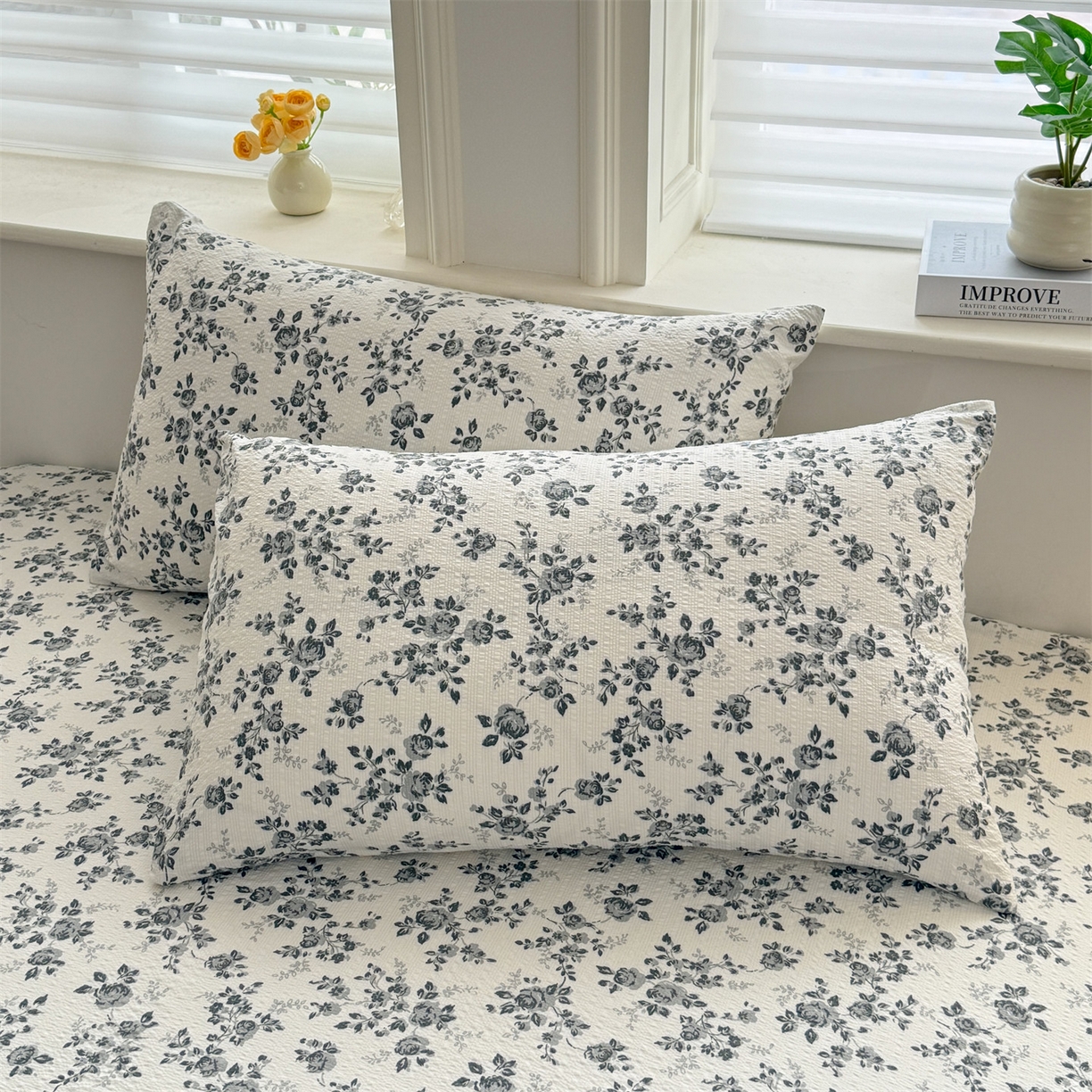 91家纺网 家纺一手货源 找家纺 女子家纺 2026新款亲肤泡芙纱印花床笠单床笠床笠单件 柔花诗意