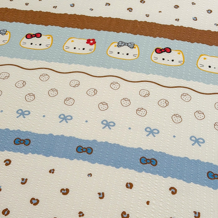 91家纺网 家纺一手货源 找家纺 几禾 2026新款高克重泡芙纱~印花款（单床笠）浅糯系列-110g CL浅糯-可可小猫条