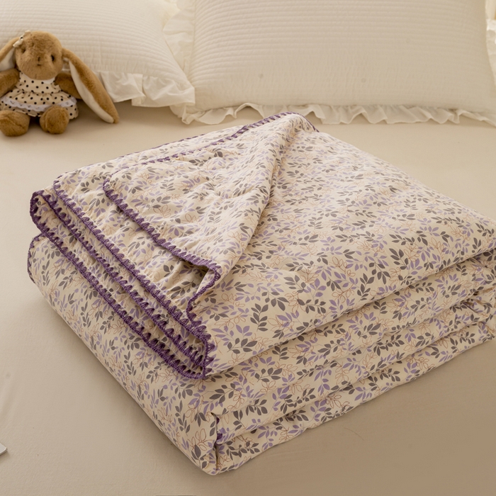 爱微坊 2026新款A类水洗棉小碎花贝壳边夏被 枝繁叶茂