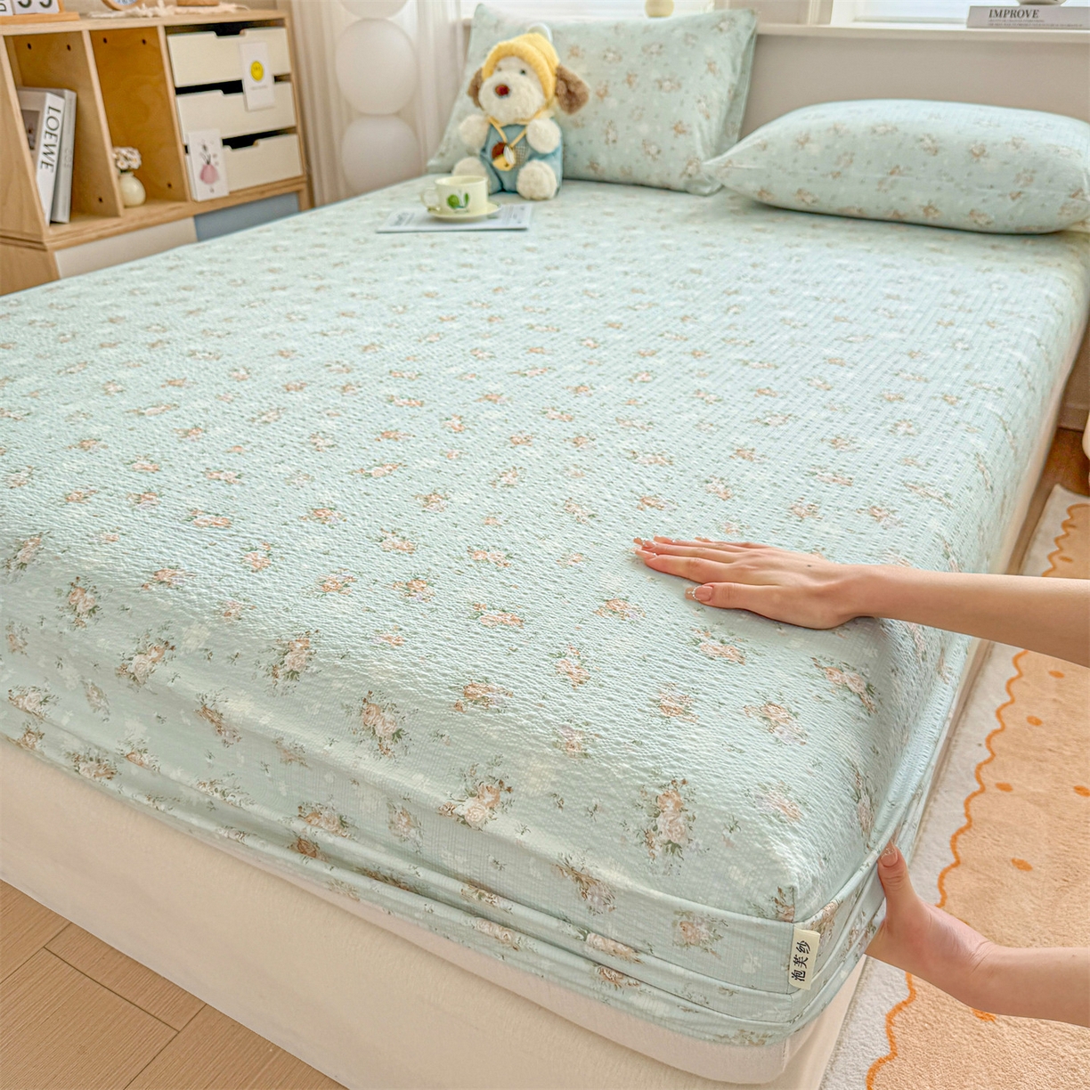 女子家纺 2026新款亲肤泡芙纱印花床笠单床笠床笠单件 柔情蜜意