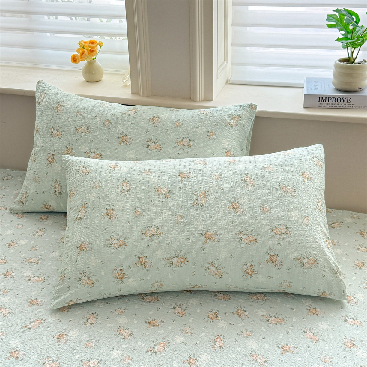 91家纺网 家纺一手货源 找家纺 女子家纺 2026新款亲肤泡芙纱印花床笠单床笠床笠单件 柔情蜜意