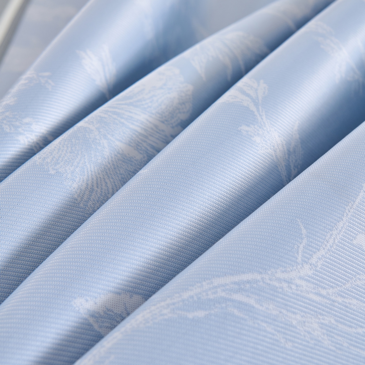 91家纺网 家纺一手货源 找家纺 小牛席业 2026新款牡丹清凉大提花冰丝席凉席席子 蓝色