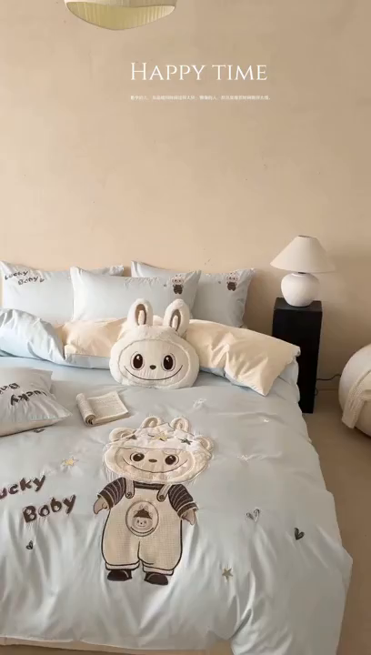 91家纺网 家纺一手货源 找家纺 （总）优悦生活馆 2026新款全棉贴布绣四件套-幸运布布