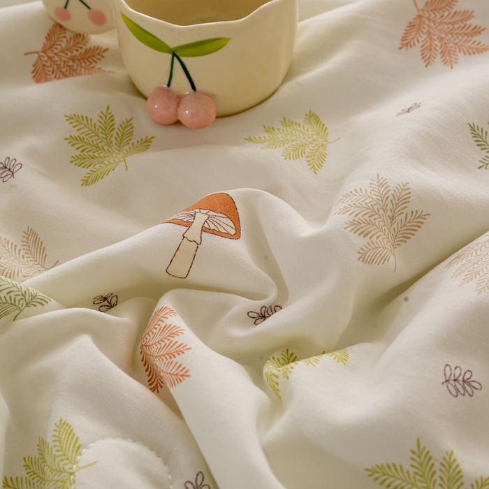 91家纺网 家纺一手货源 找家纺 爱微坊 2026新款A类水洗棉小碎花贝壳边夏被 枫叶