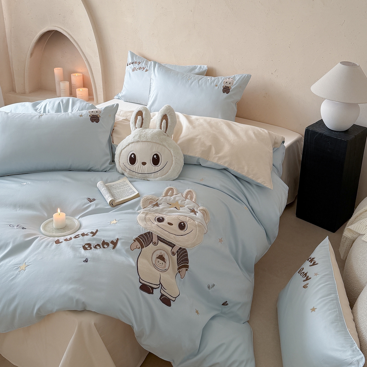 91家纺网 家纺一手货源 找家纺 （总）优悦生活馆 2026新款全棉贴布绣四件套-幸运布布