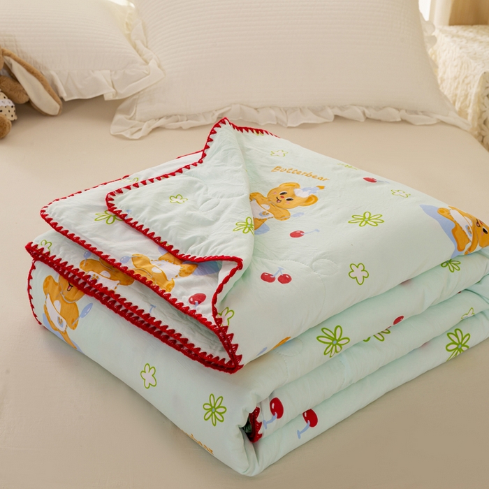 爱微坊 2026新款A类水洗棉小碎花贝壳边夏被 俏皮熊