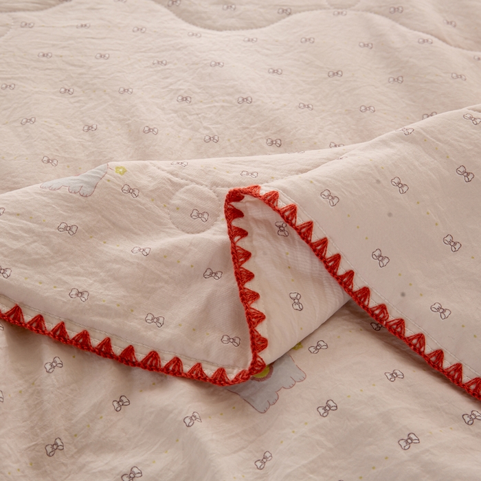 91家纺网 家纺一手货源 找家纺 爱微坊 2026新款A类水洗棉小碎花贝壳边夏被 萌宠象