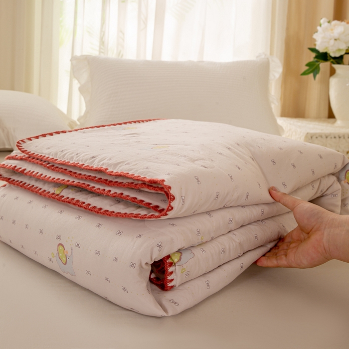 91家纺网 家纺一手货源 找家纺 爱微坊 2026新款A类水洗棉小碎花贝壳边夏被 萌宠象