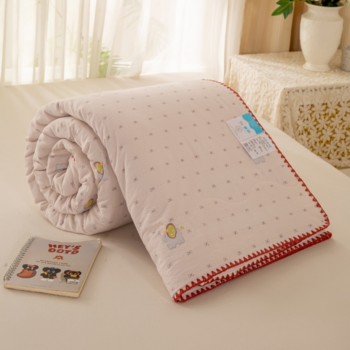 91家纺网 家纺一手货源 找家纺 爱微坊 2026新款A类水洗棉小碎花贝壳边夏被 萌宠象