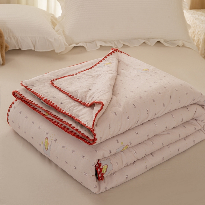 爱微坊 2026新款A类水洗棉小碎花贝壳边夏被 萌宠象