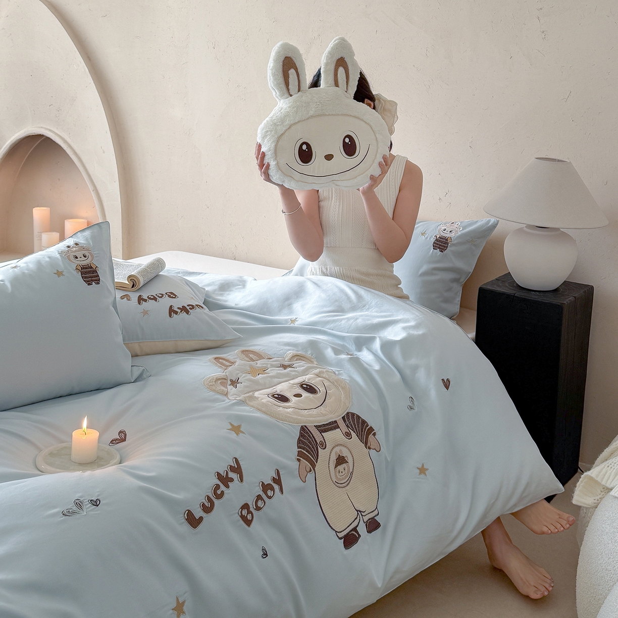 91家纺网 家纺一手货源 找家纺 （总）优悦生活馆 2026新款全棉贴布绣四件套-幸运布布