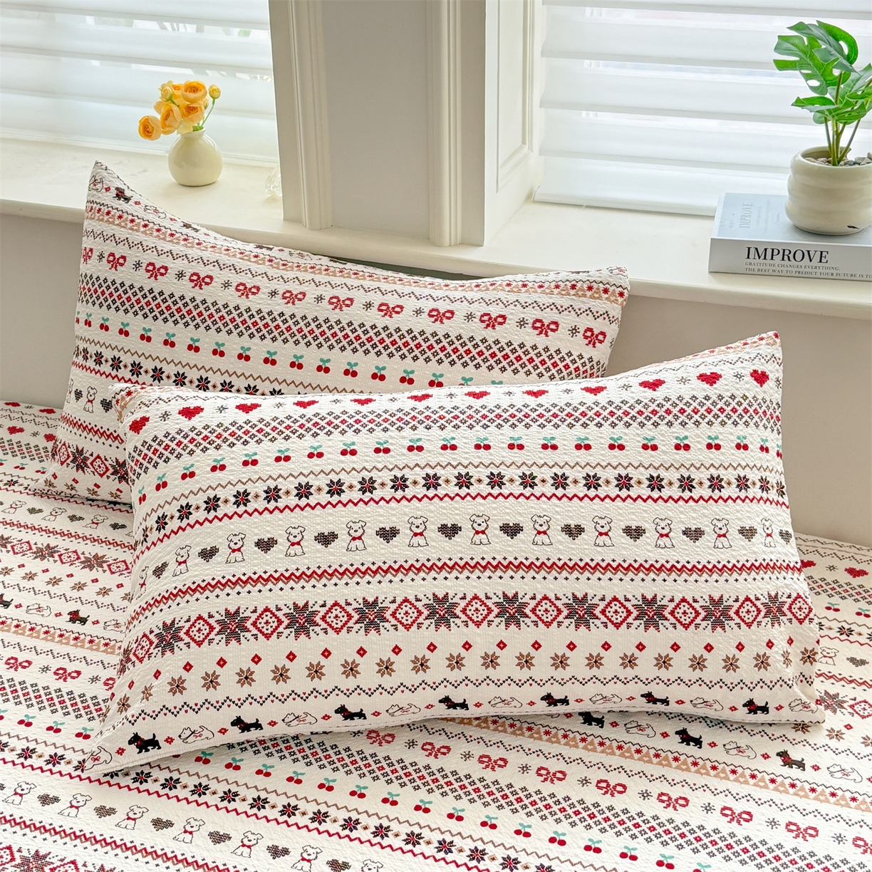 91家纺网 家纺一手货源 找家纺 女子家纺 2026新款亲肤泡芙纱印花床笠单床笠床笠单件 圣诞小狗