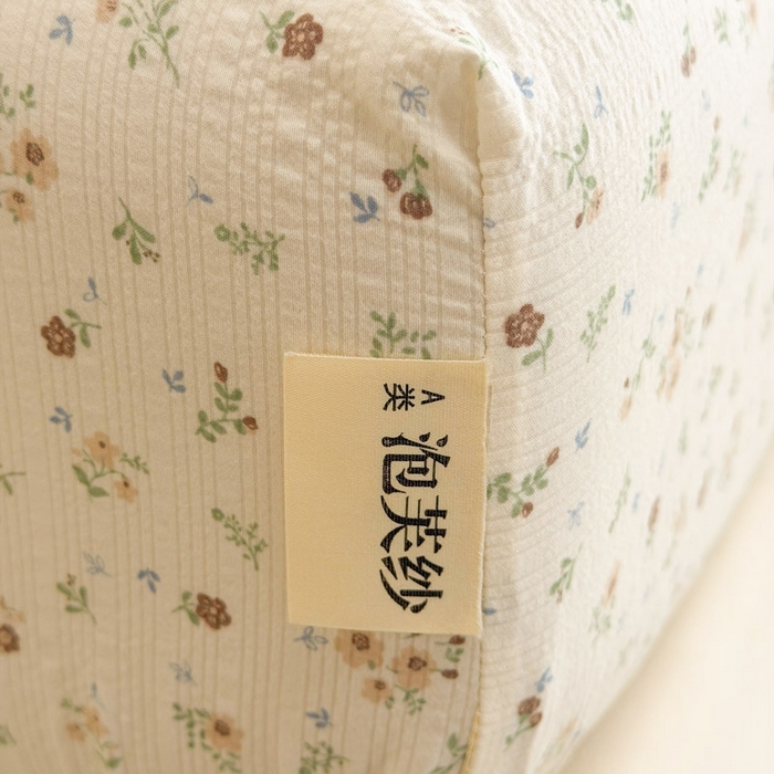 91家纺网 家纺一手货源 找家纺 几禾 2026新款高克重泡芙纱~印花款（单床笠）浅糯系列-110g CL浅糯-木马小花团