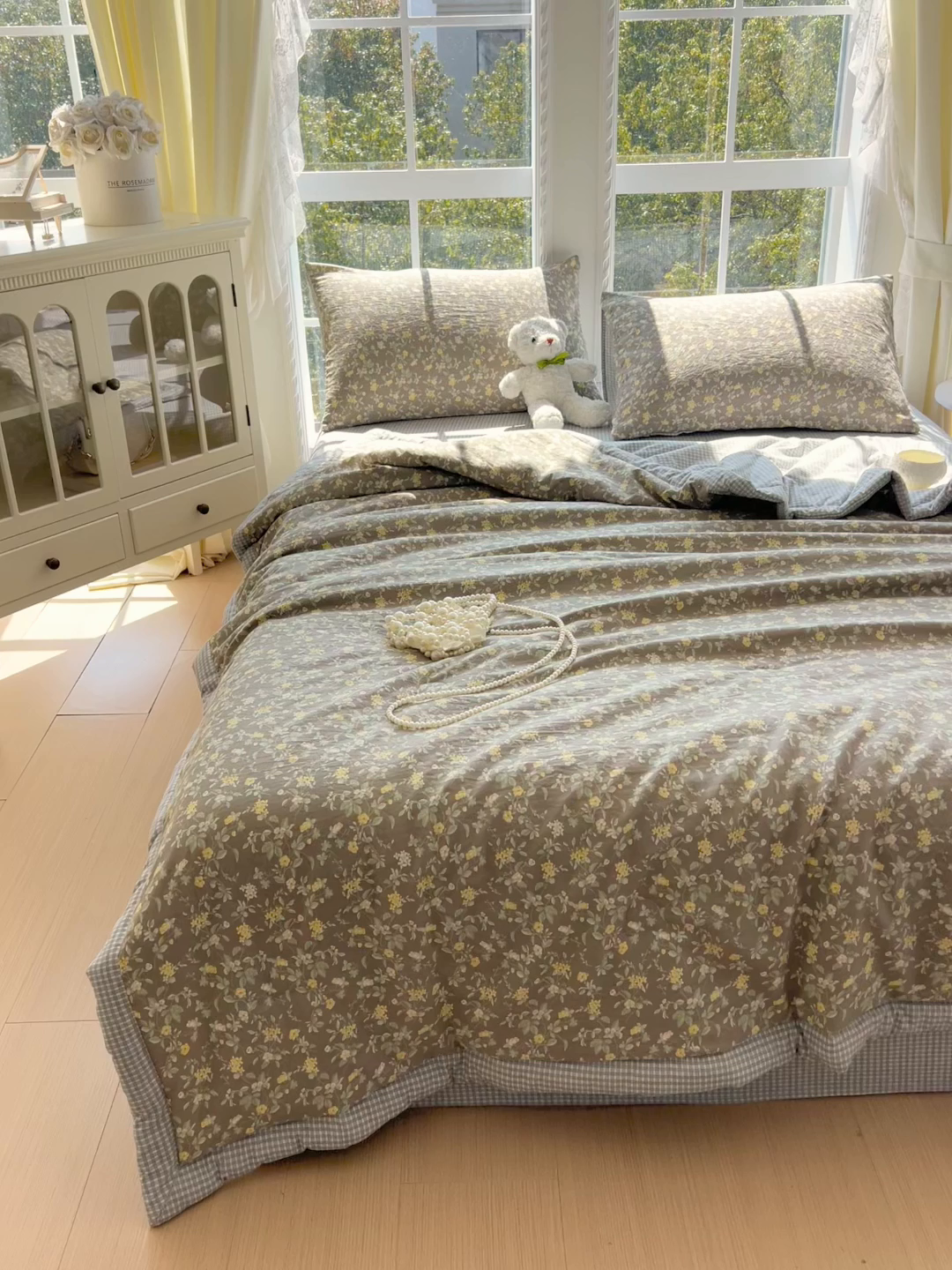 91家纺网 家纺一手货源 找家纺 梵克保罗 2026春夏新款抗菌亲肤棉田园碎花格子单夏被夏被四件套空调被 秋棠格韵