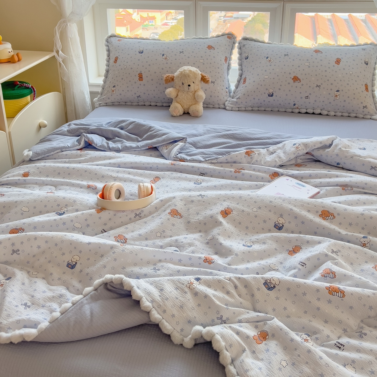 91家纺网 家纺一手货源 找家纺 （总）梵克保罗 2026春夏新款10A抗菌毛球花边皱皱纱夏被单夏被空调被夏被四件套