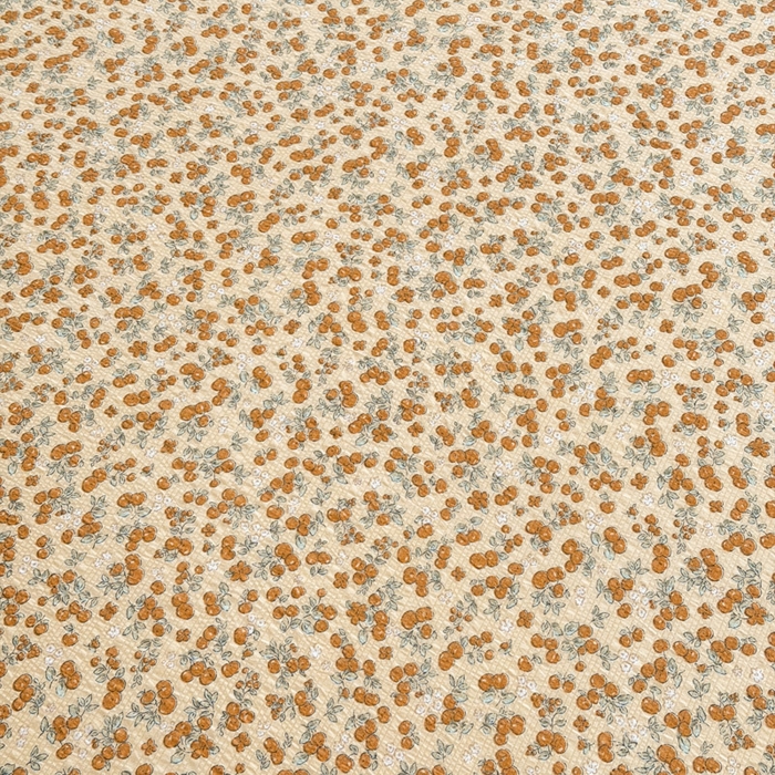 91家纺网 家纺一手货源 找家纺 几禾 2026新款高克重泡芙纱~印花款（单床笠）浅糯系列-110g CL浅糯-暖橘枝