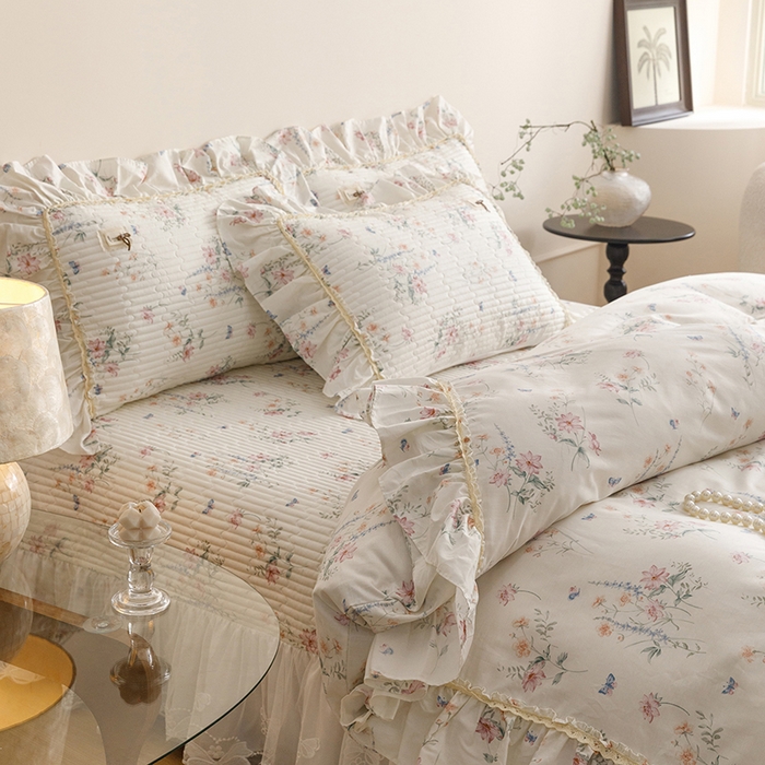 菊上家纺 2026新款40支全棉纯棉斜纹床盖款四件套 兰蔻