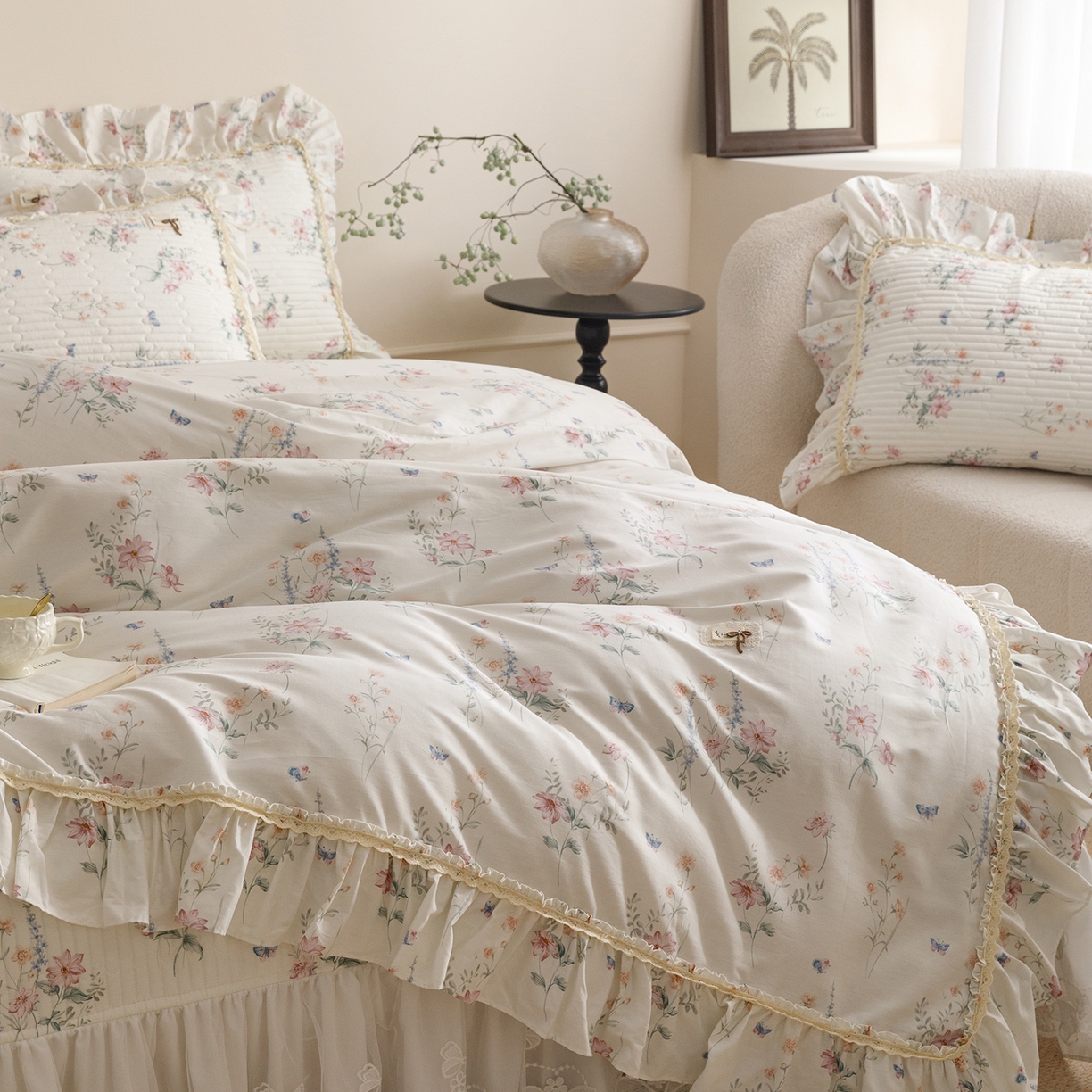 91家纺网 家纺一手货源 找家纺 菊上家纺 2026新款40支全棉纯棉斜纹床盖款四件套 兰蔻