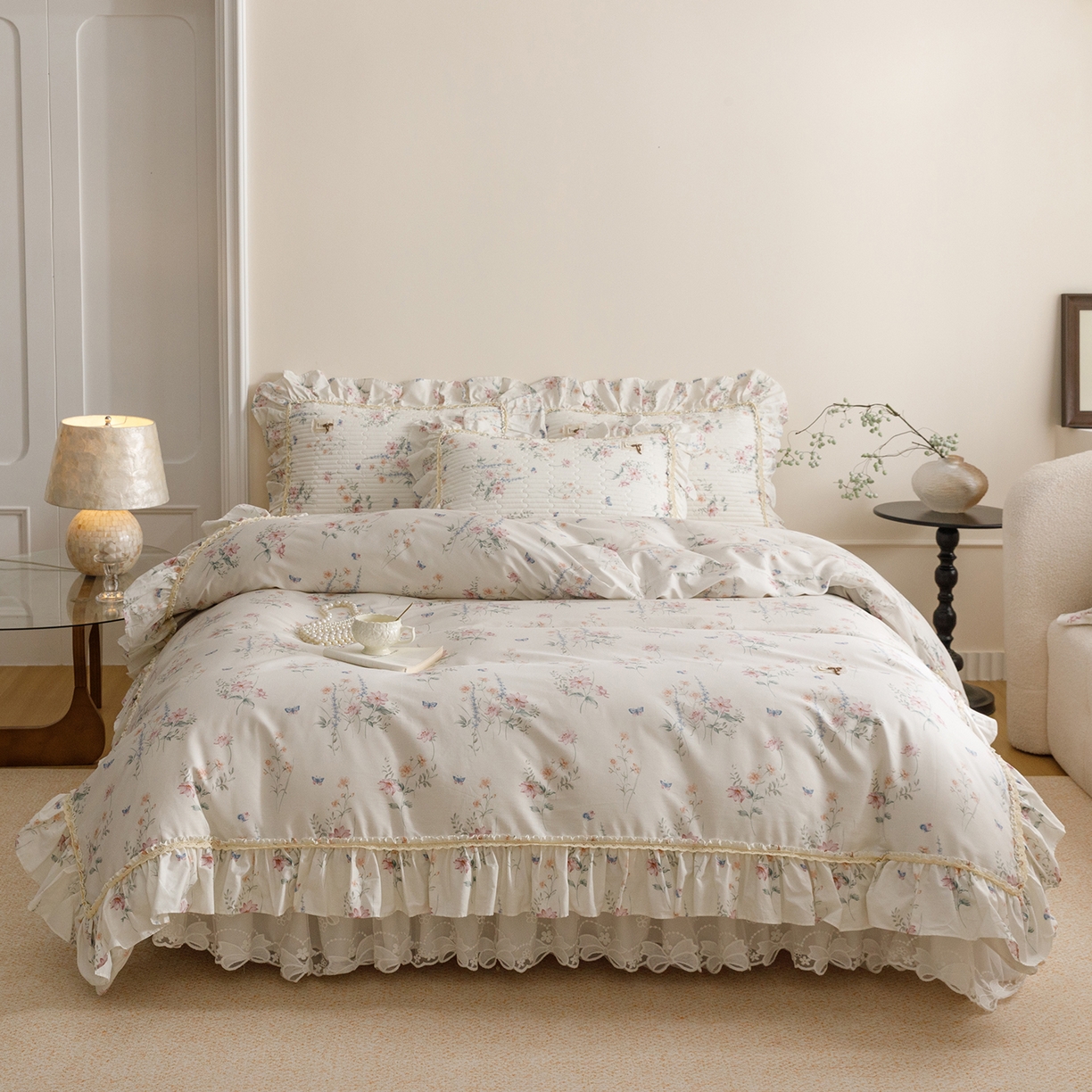 91家纺网 家纺一手货源 找家纺 菊上家纺 2026新款40支全棉纯棉斜纹床盖款四件套 兰蔻