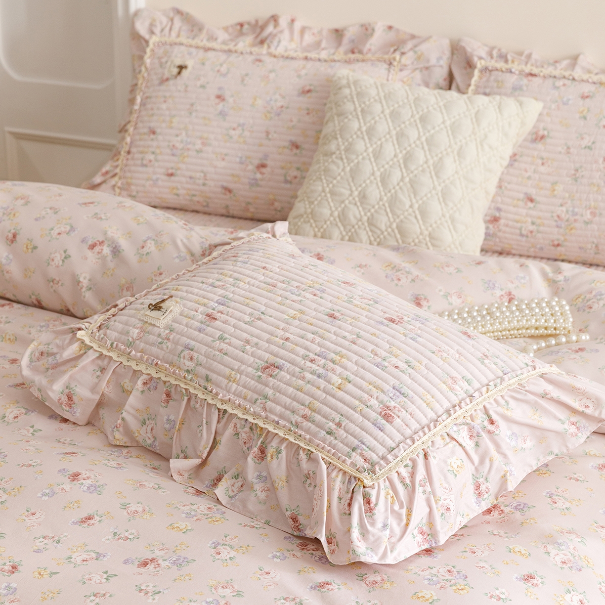 91家纺网 家纺一手货源 找家纺 菊上家纺 2026新款40支全棉纯棉斜纹床盖款四件套 粉迪