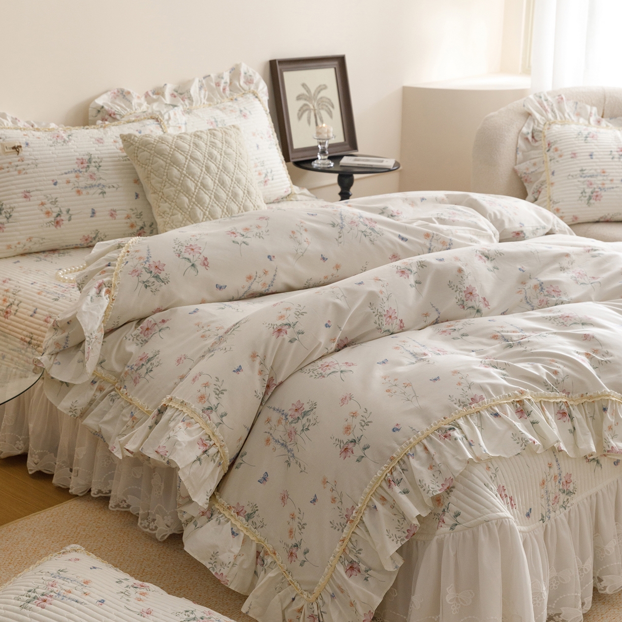 91家纺网 家纺一手货源 找家纺 菊上家纺 2026新款40支全棉纯棉斜纹床盖款四件套 兰蔻