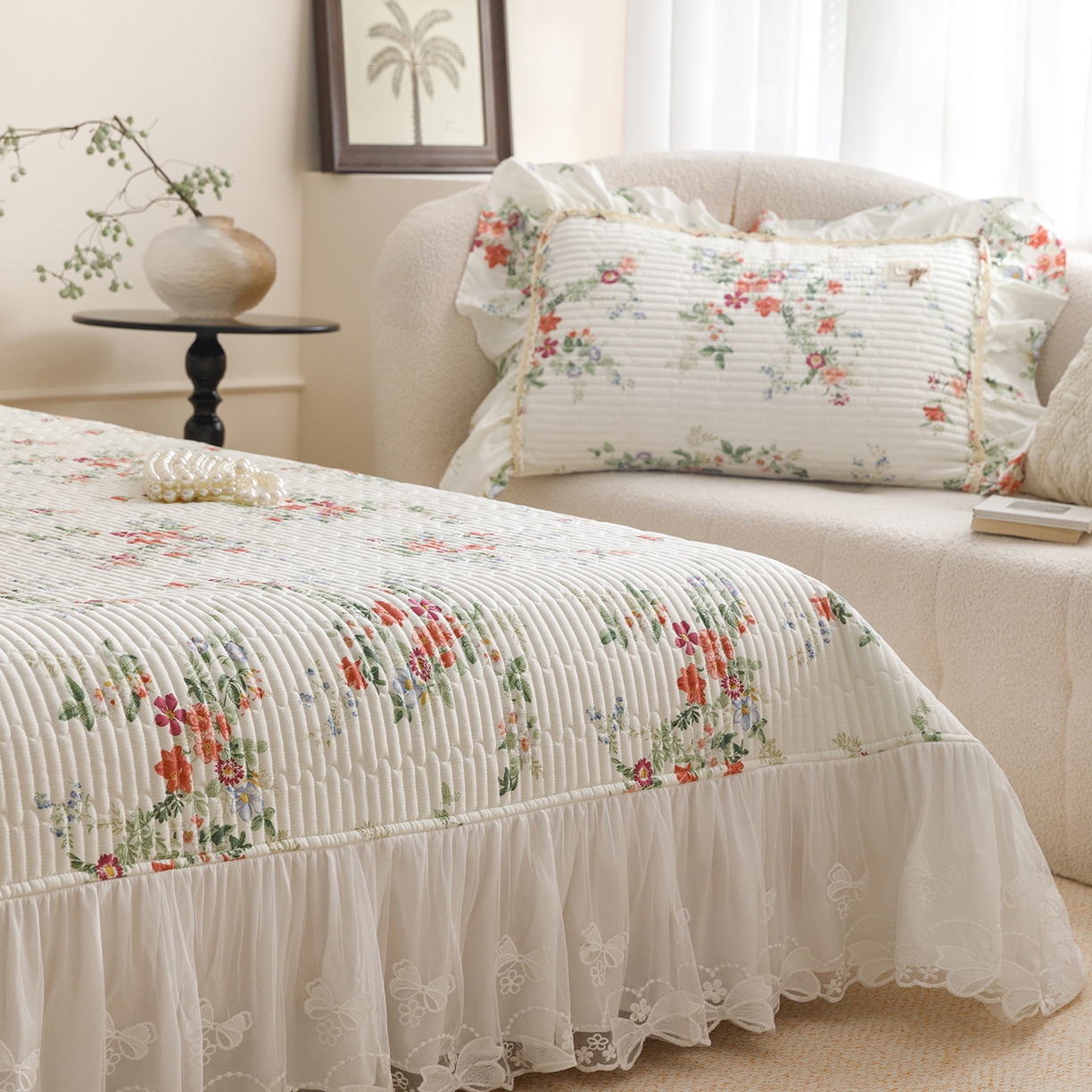 91家纺网 家纺一手货源 找家纺 菊上家纺 2026新款40支全棉纯棉斜纹床盖款四件套 青栀