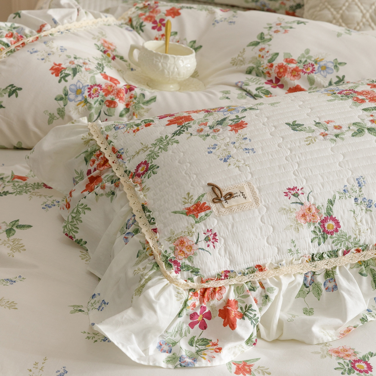 91家纺网 家纺一手货源 找家纺 菊上家纺 2026新款40支全棉纯棉斜纹床盖款四件套 青栀