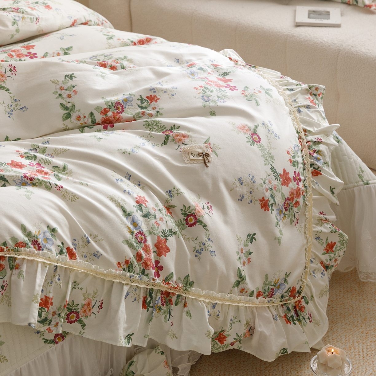 91家纺网 家纺一手货源 找家纺 菊上家纺 2026新款40支全棉纯棉斜纹床盖款四件套 青栀