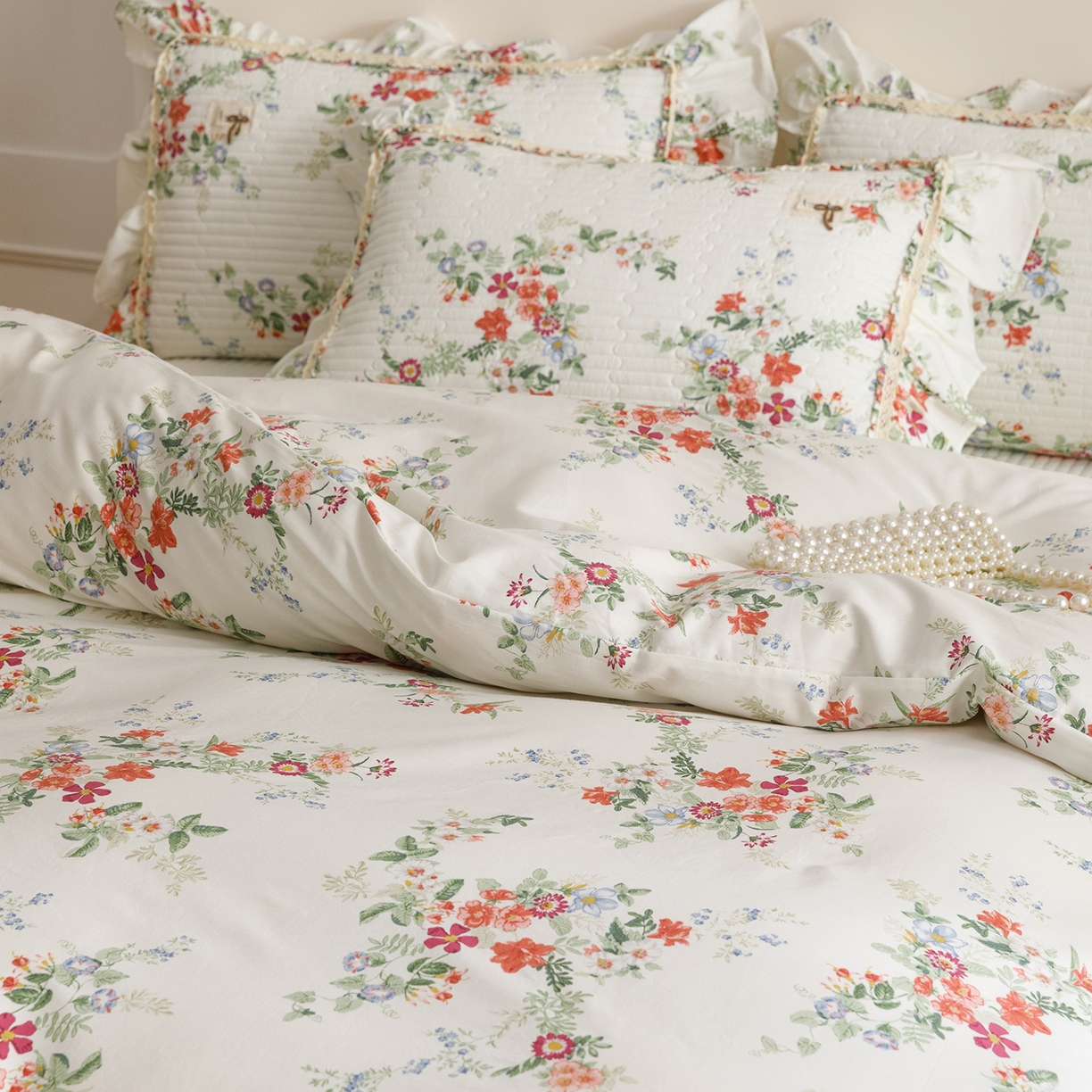 91家纺网 家纺一手货源 找家纺 菊上家纺 2026新款40支全棉纯棉斜纹床盖款四件套 青栀