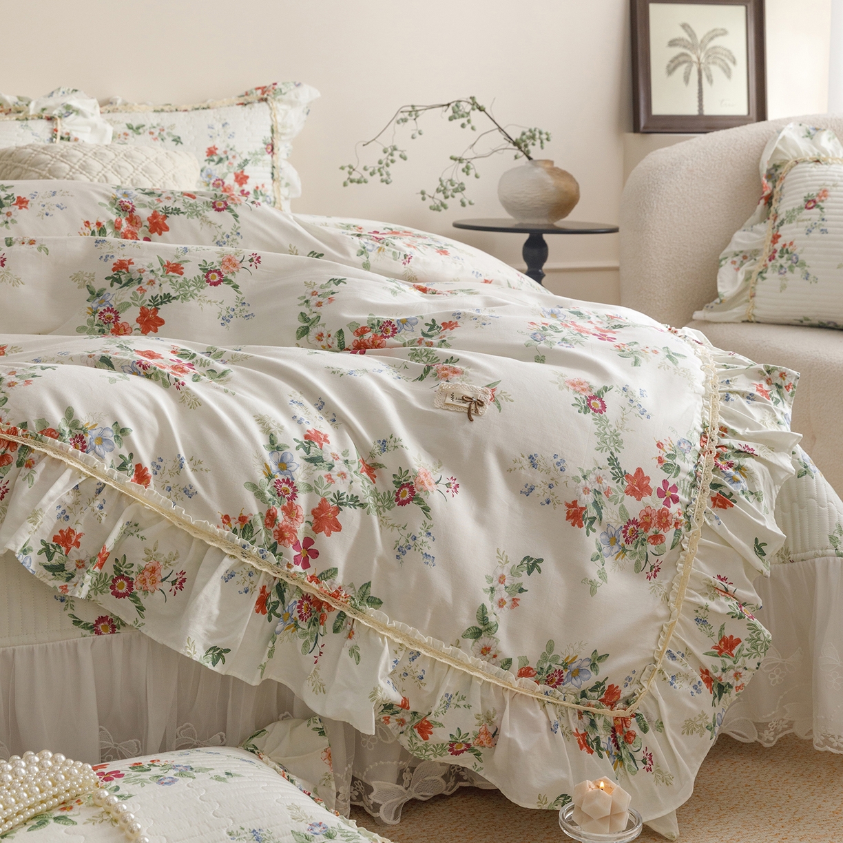 91家纺网 家纺一手货源 找家纺 菊上家纺 2026新款40支全棉纯棉斜纹床盖款四件套 青栀