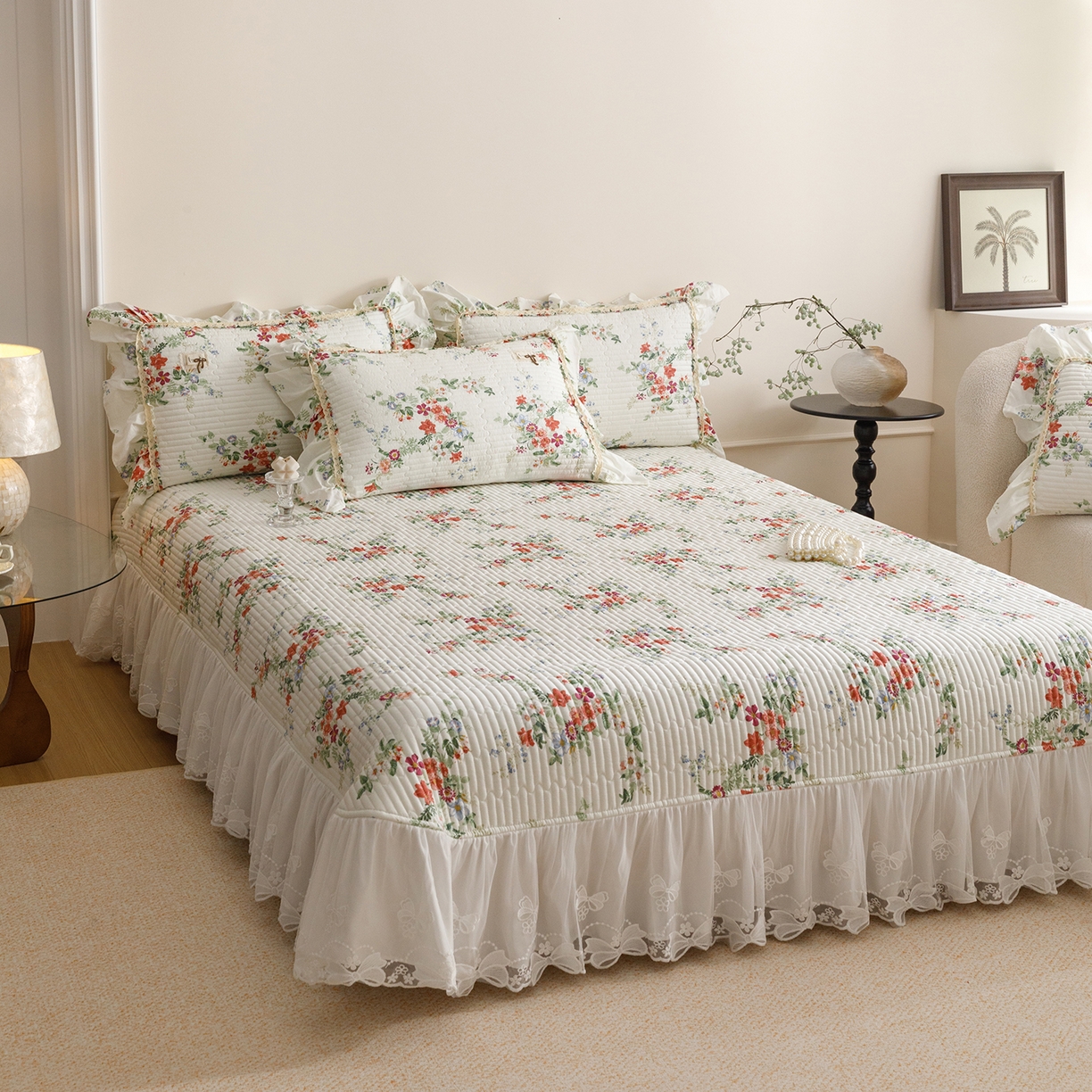 91家纺网 家纺一手货源 找家纺 菊上家纺 2026新款40支全棉纯棉斜纹床盖款四件套 青栀