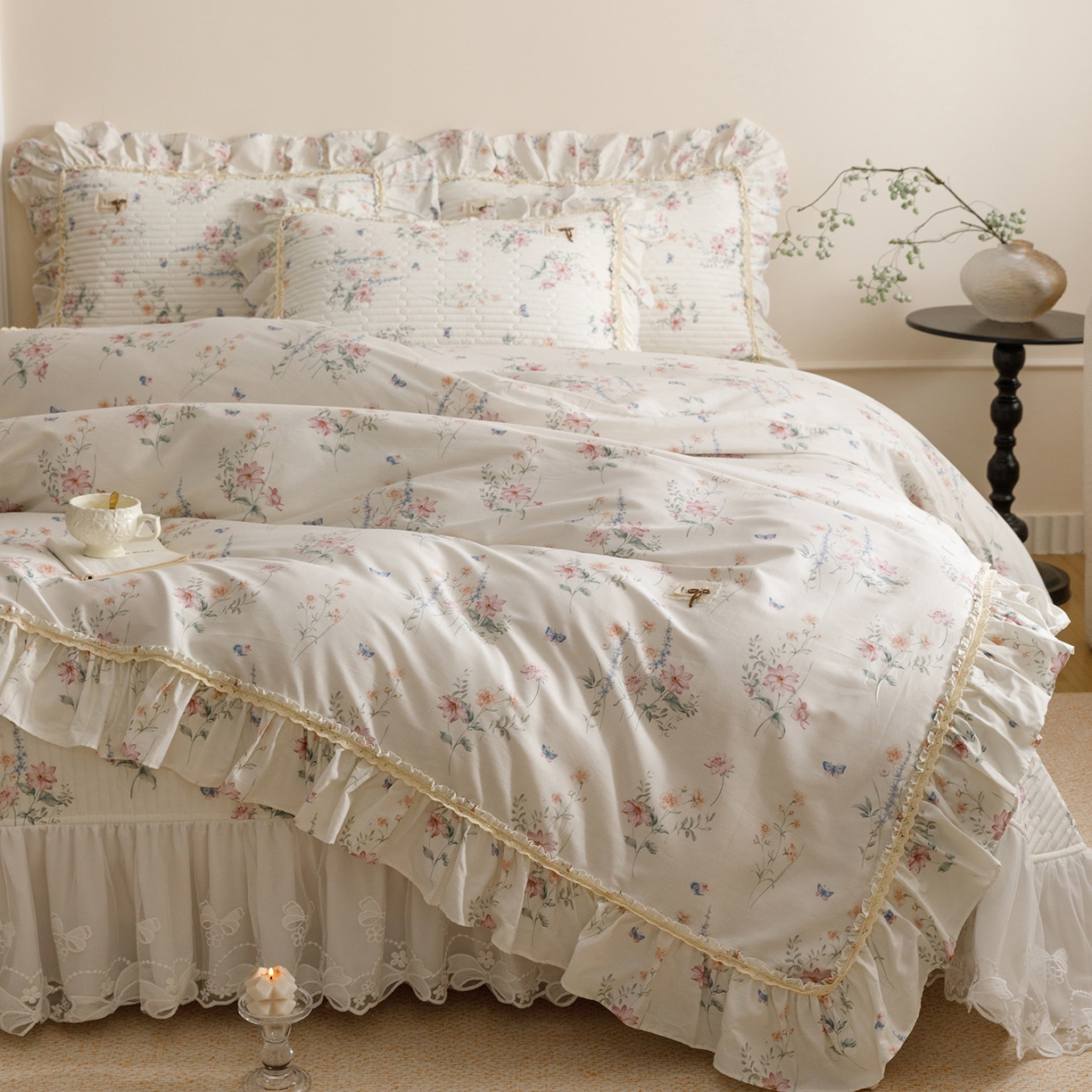 91家纺网 家纺一手货源 找家纺 菊上家纺 2026新款40支全棉纯棉斜纹床盖款四件套 兰蔻