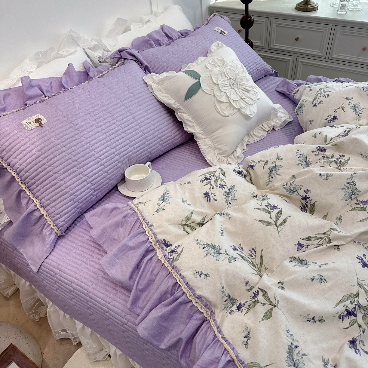 91家纺网 家纺一手货源 找家纺 （总）菊上家纺 2026新款40支全棉纯棉斜纹床盖款四件套