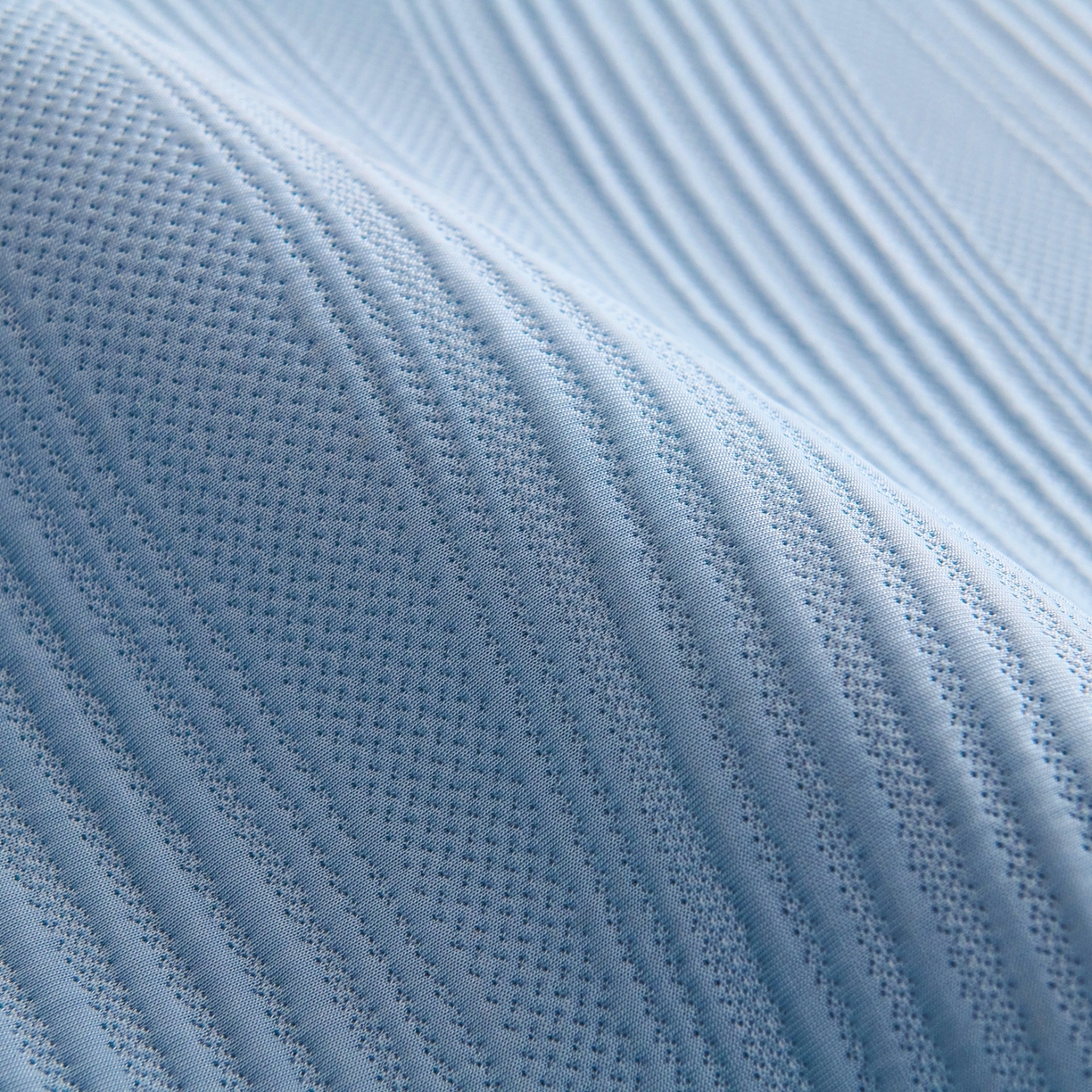 91家纺网 家纺一手货源 找家纺 梵克保罗 2026春夏新款高分子4D凉感冰豆豆席波浪纹款平席款凉席款三件套 波浪纹-海洋蓝